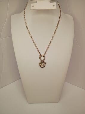 GUESS Gold-Tone Charm Pendant Necklace with Pavé Accent
